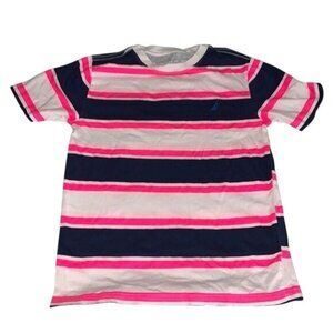 Nautica Boys Striped T-Shirt Navy Pink & White Cotton Size M (10/12)